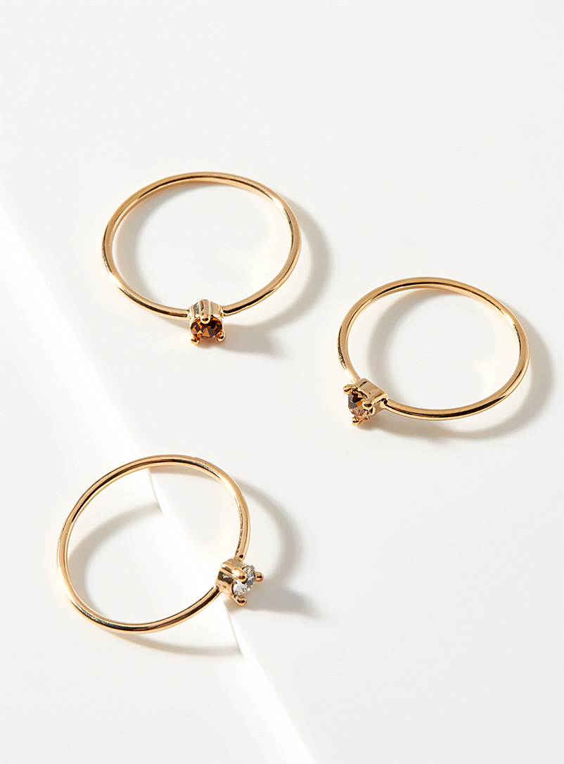 Simons Assorted Mini-crystal rings Set of 3 for women