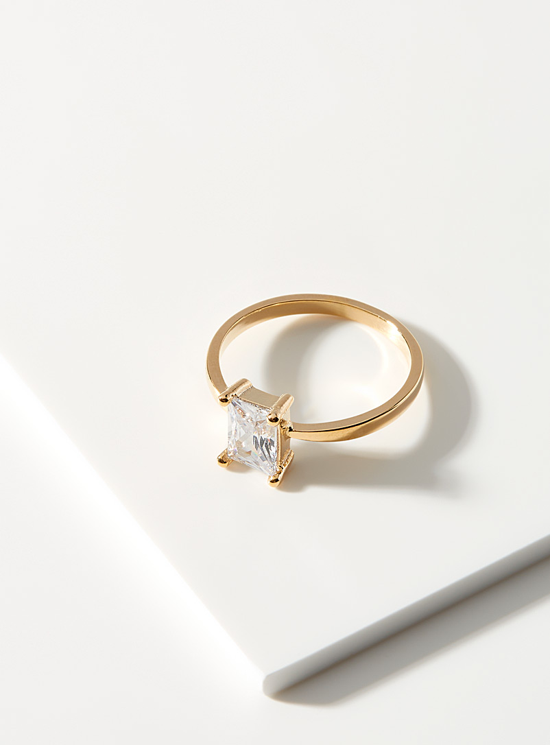 Simons Assorted Rectangular crystal ring for women