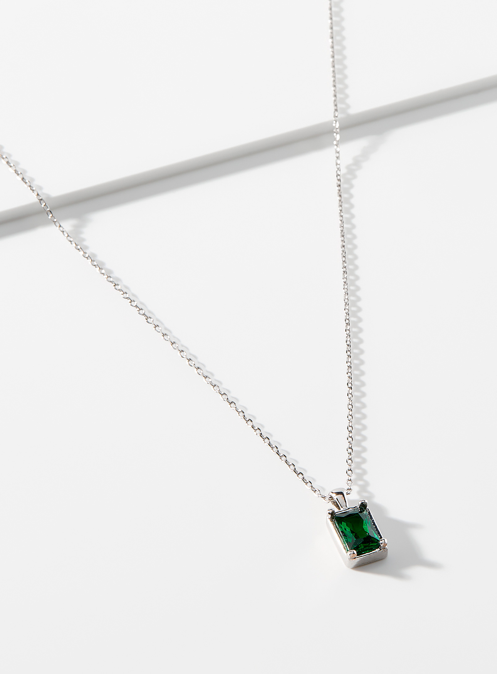 Simon's Rectangular Crystal Necklace In Silver