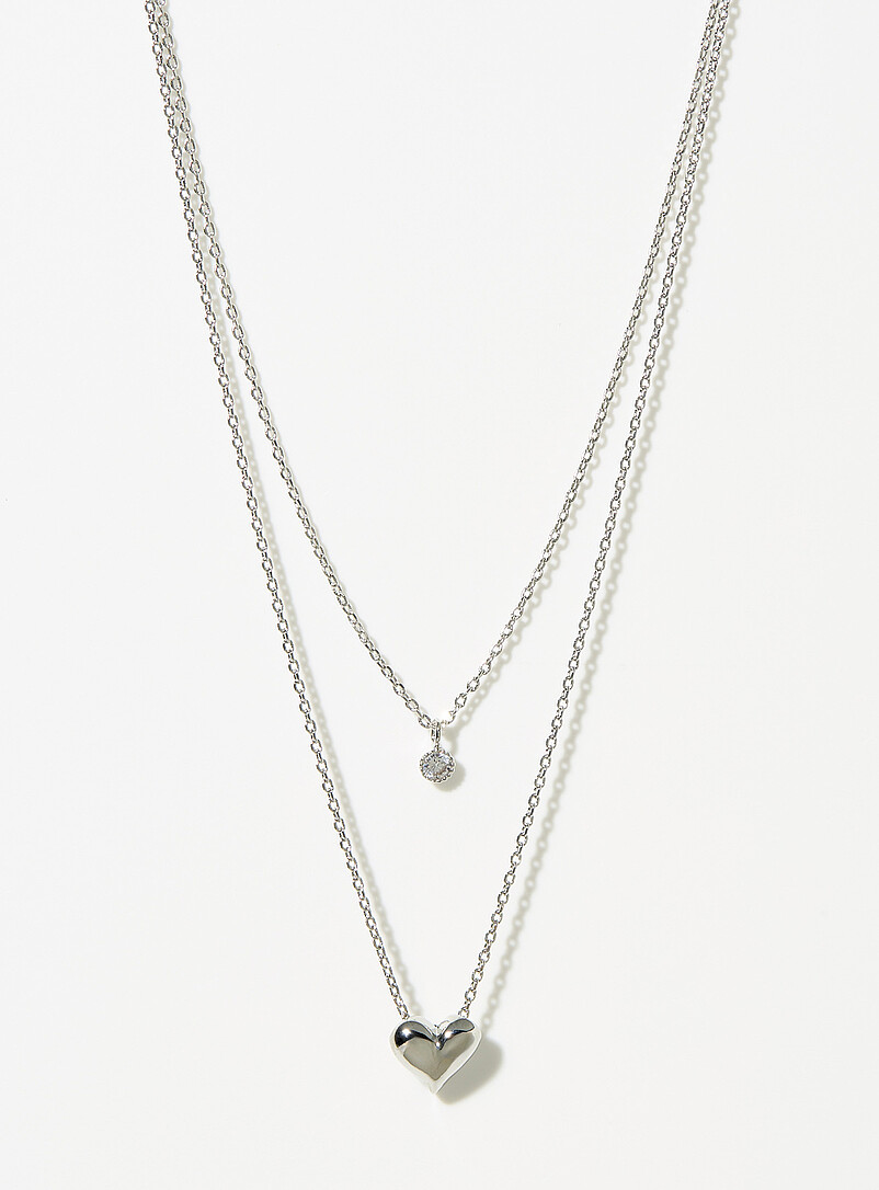 Minimalist heart two-row chain product image (primary)