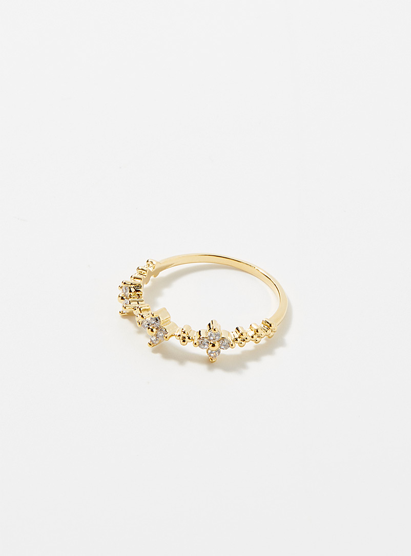 Small Crystal Flower Ring