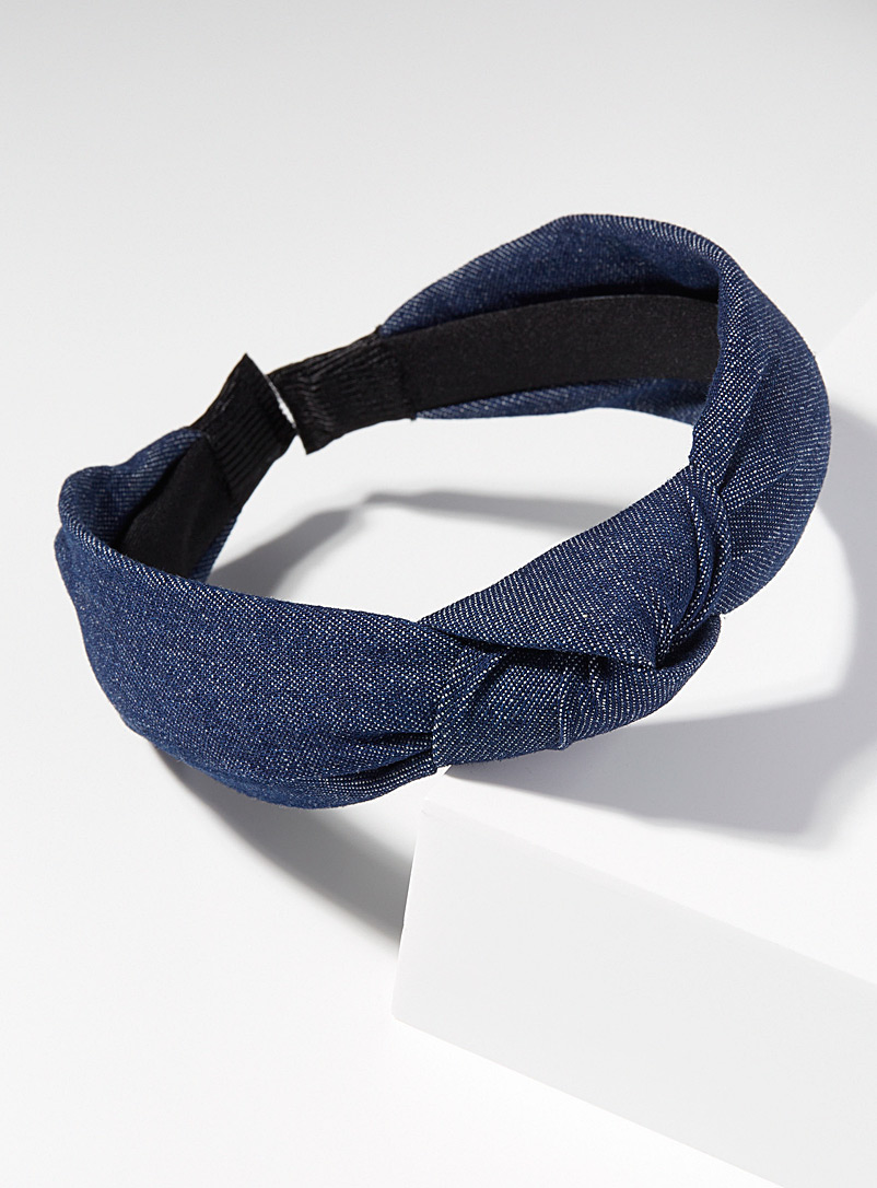 Simons Blue Dark denim knotted headband for women