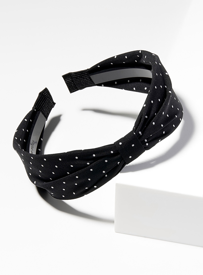 Simons Black Polka dot bow headband for women