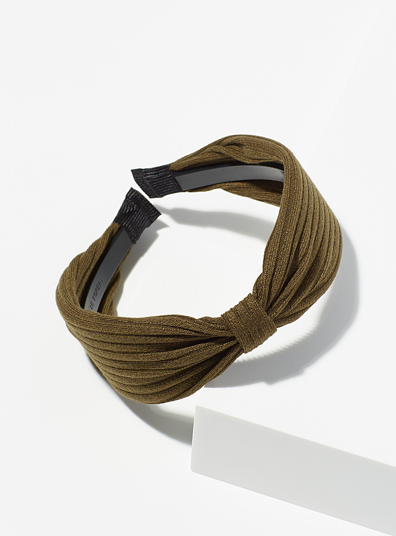 Simons Khaki Ribbed fall headband for women