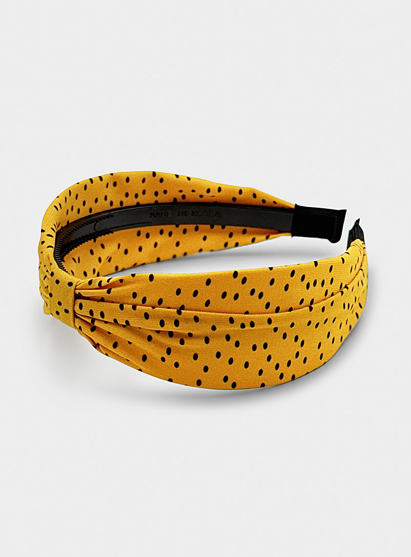 Simons Patterned Yellow Dotted headband for women