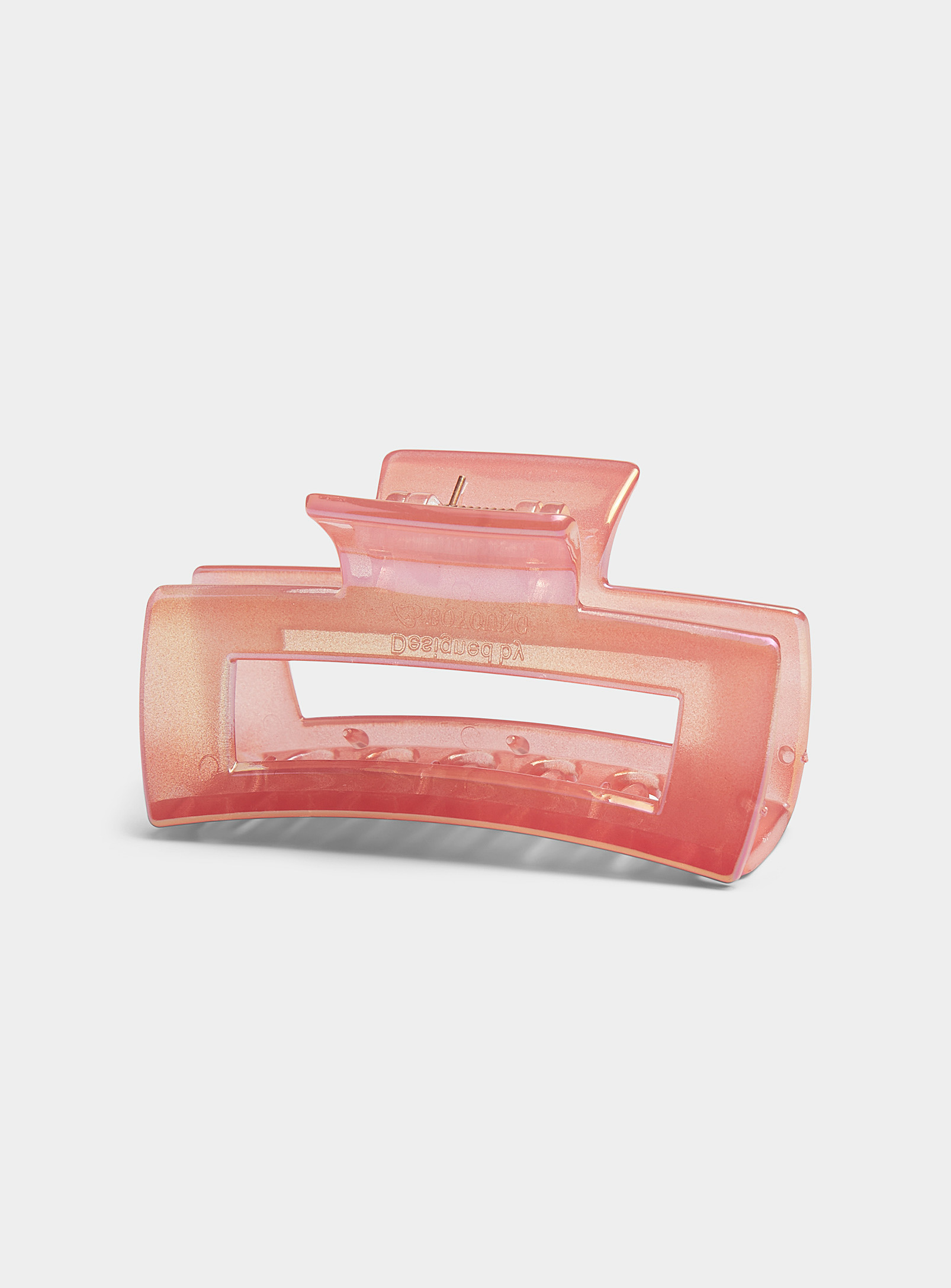 Simon's Iridescent Rectangular Clip In Pink