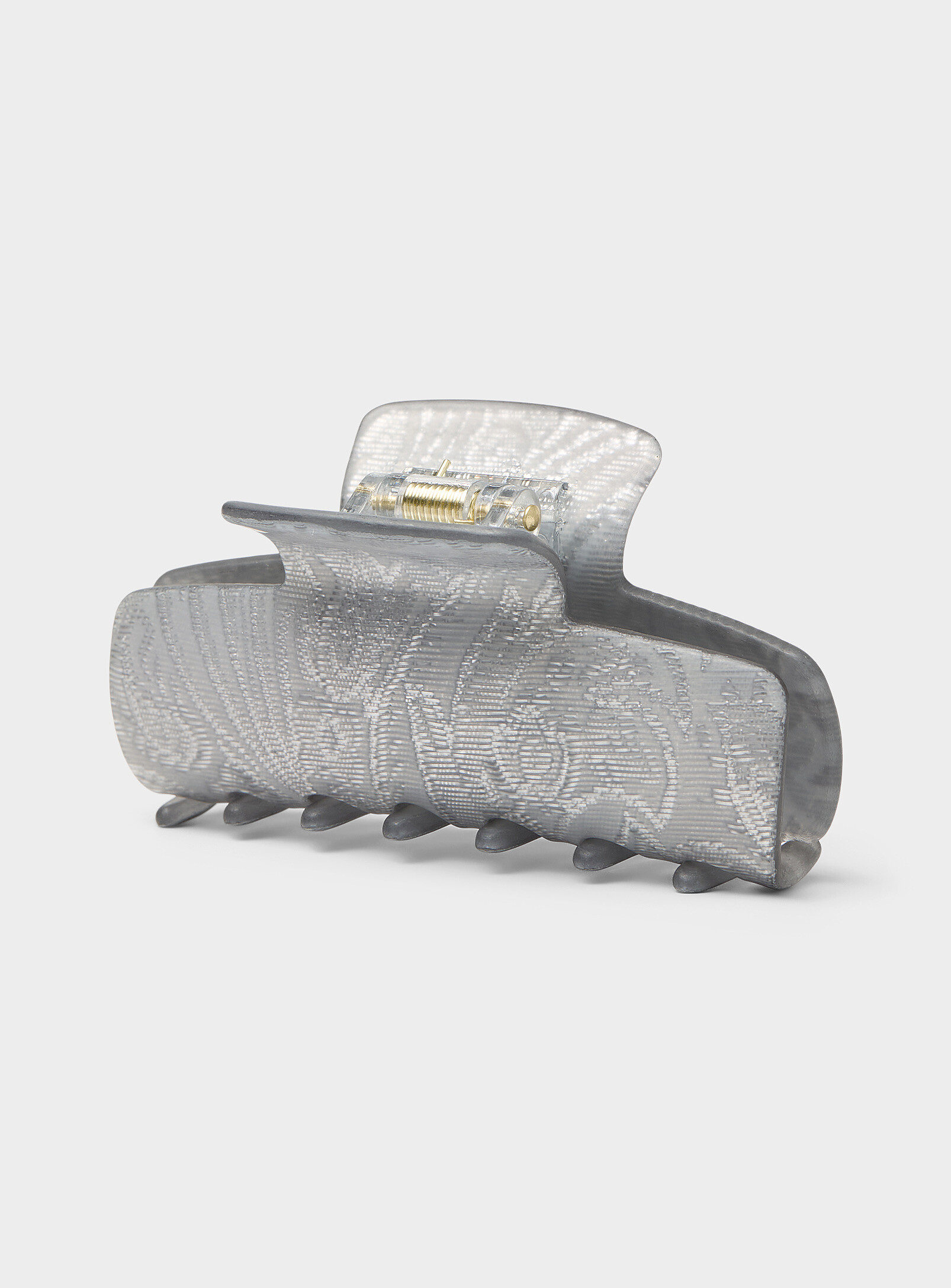 Simon's Jacquard-like Rectangular Clip In Gray