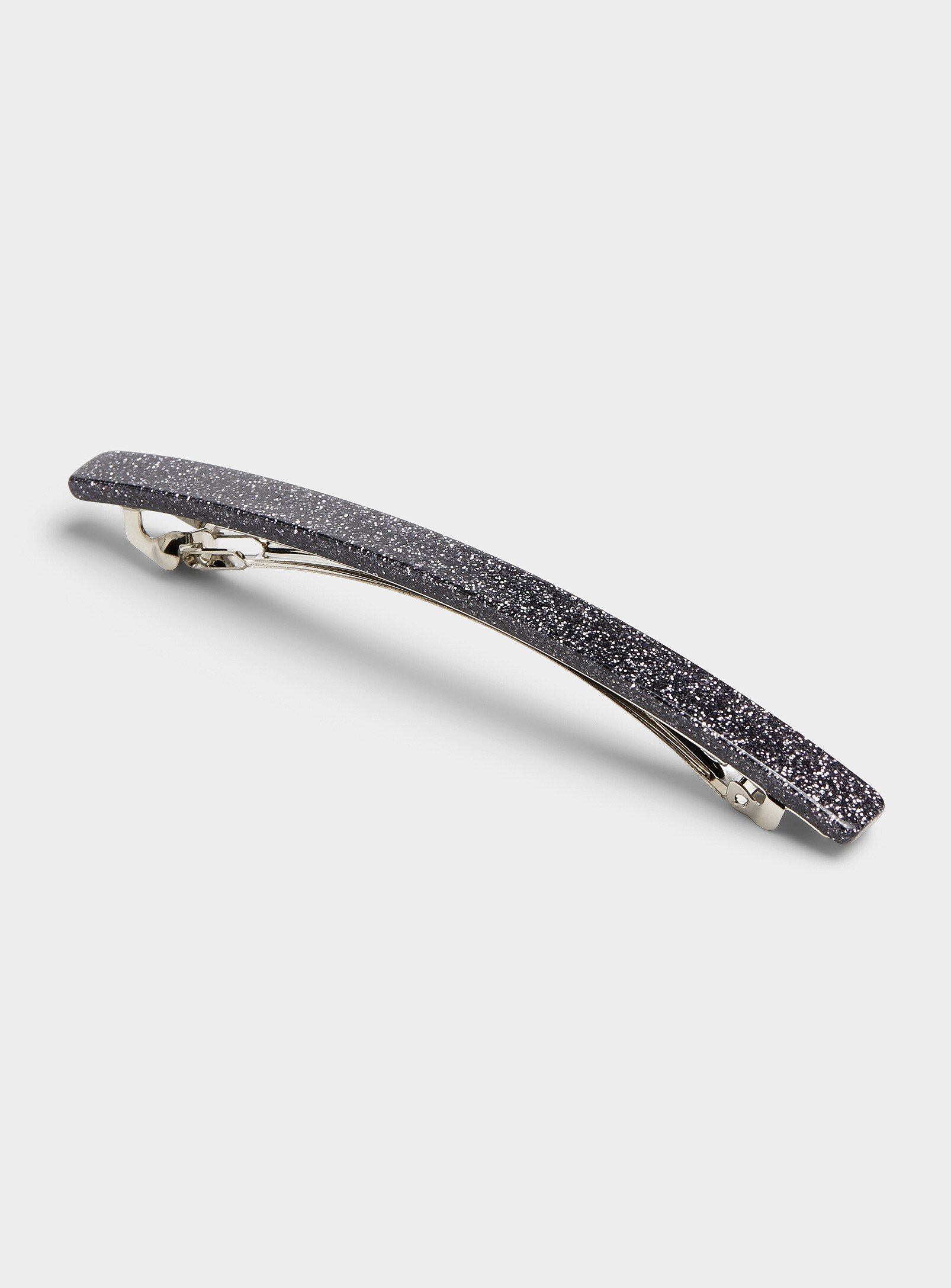 Simon's Shimmery Rectangular Barrette In Black