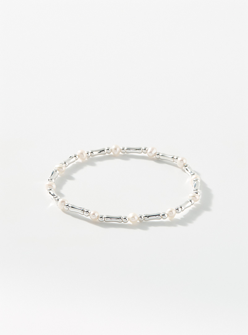 Simons Silver Pearl-insert silver bracelet for women