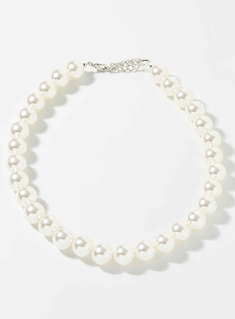 Le 31 White Oversized pearl necklace for men