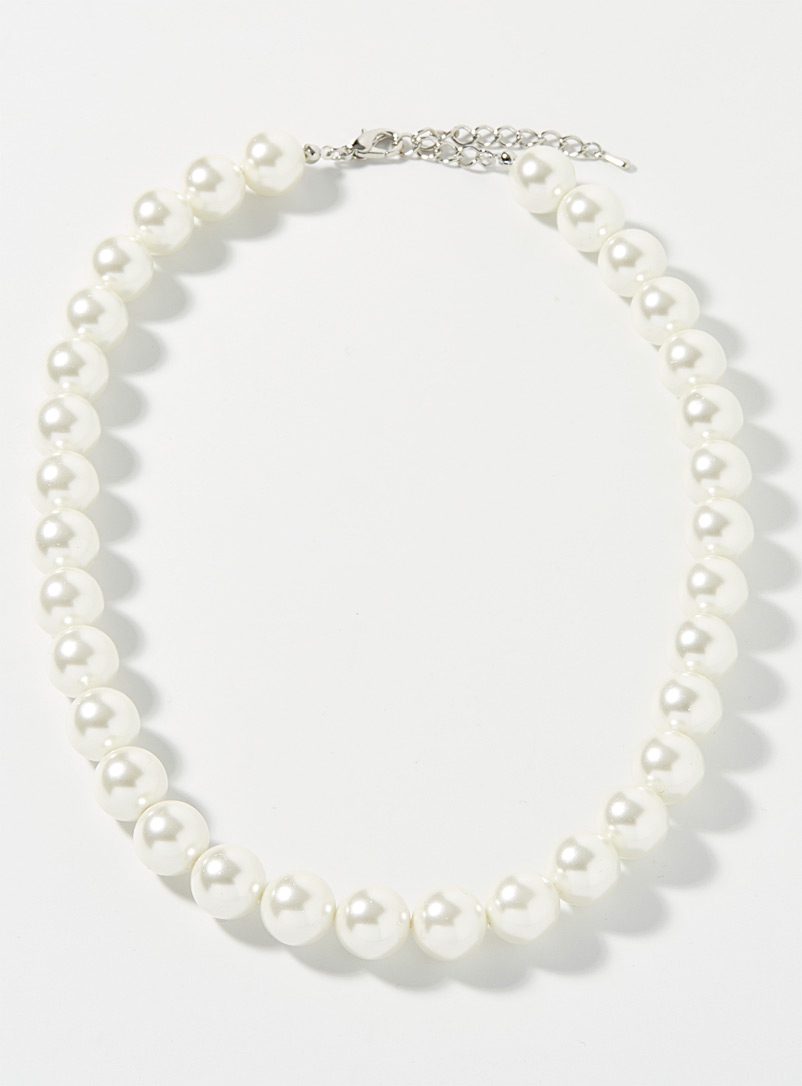 Le 31 White Freshwater pearl necklace for men