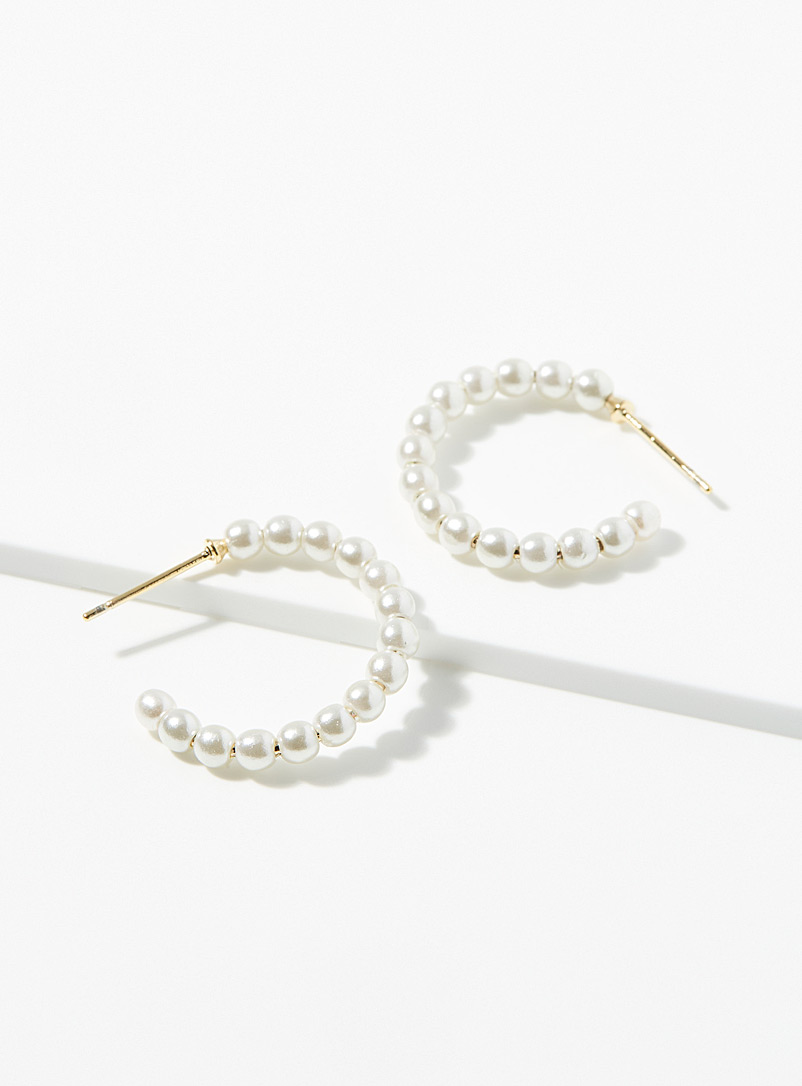 Simons White Pearly hoops for women