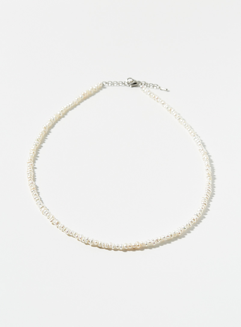 Le 31: Le collier petites perles d'eau douce Blanc pour homme