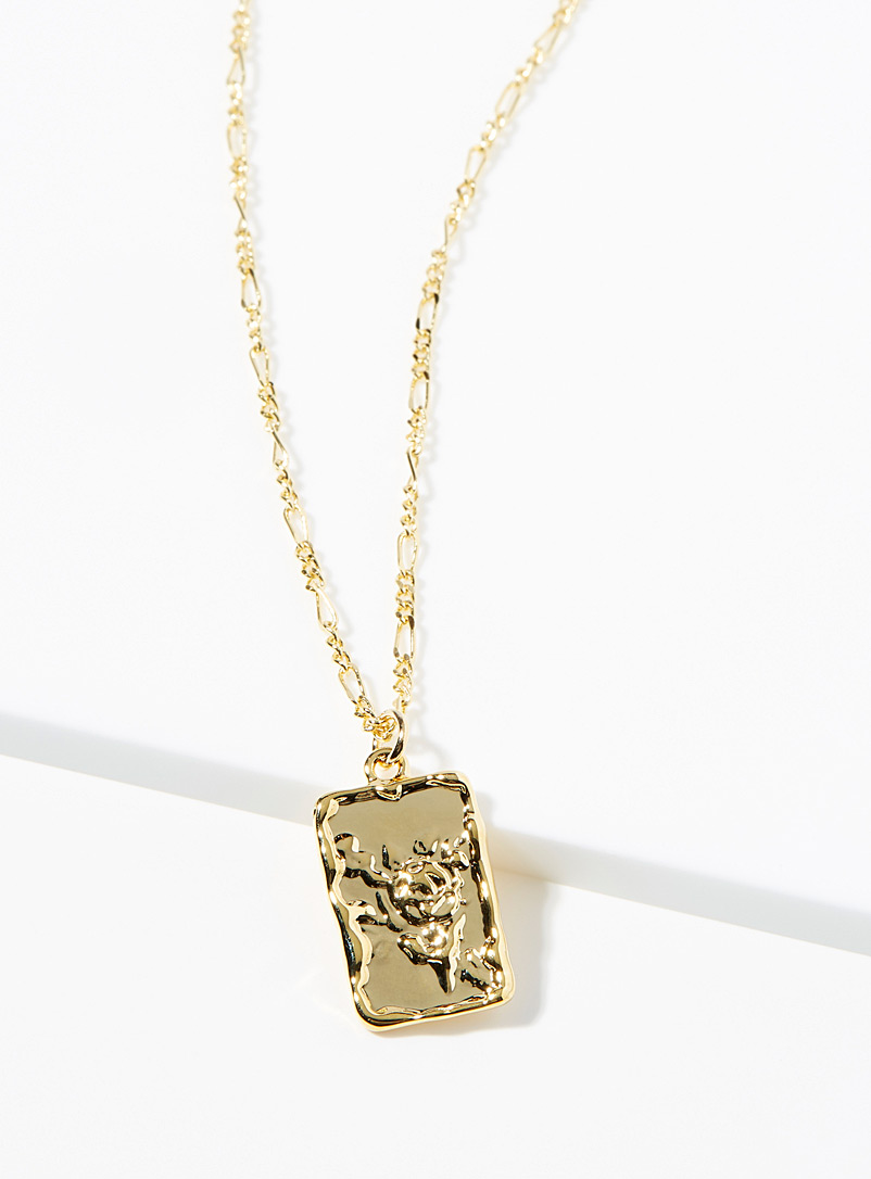 Simons Gold Plate-pendant figaro chain for women