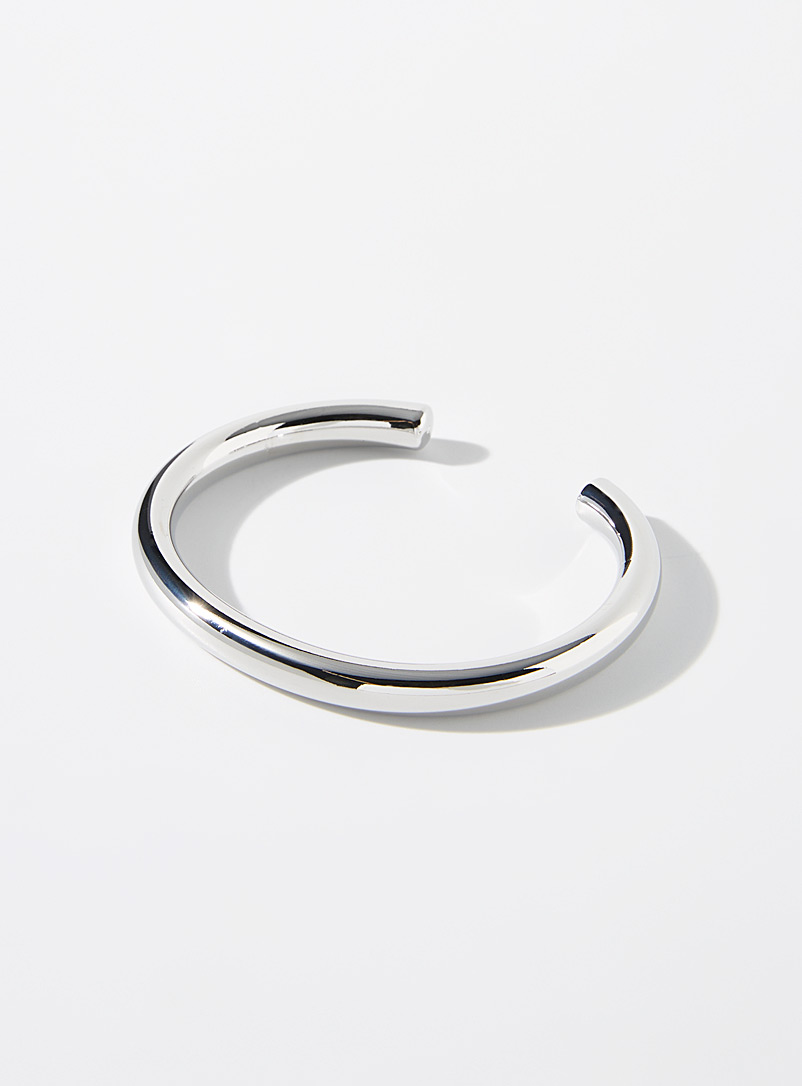 Simons Silver Shimmery tube bracelet for women