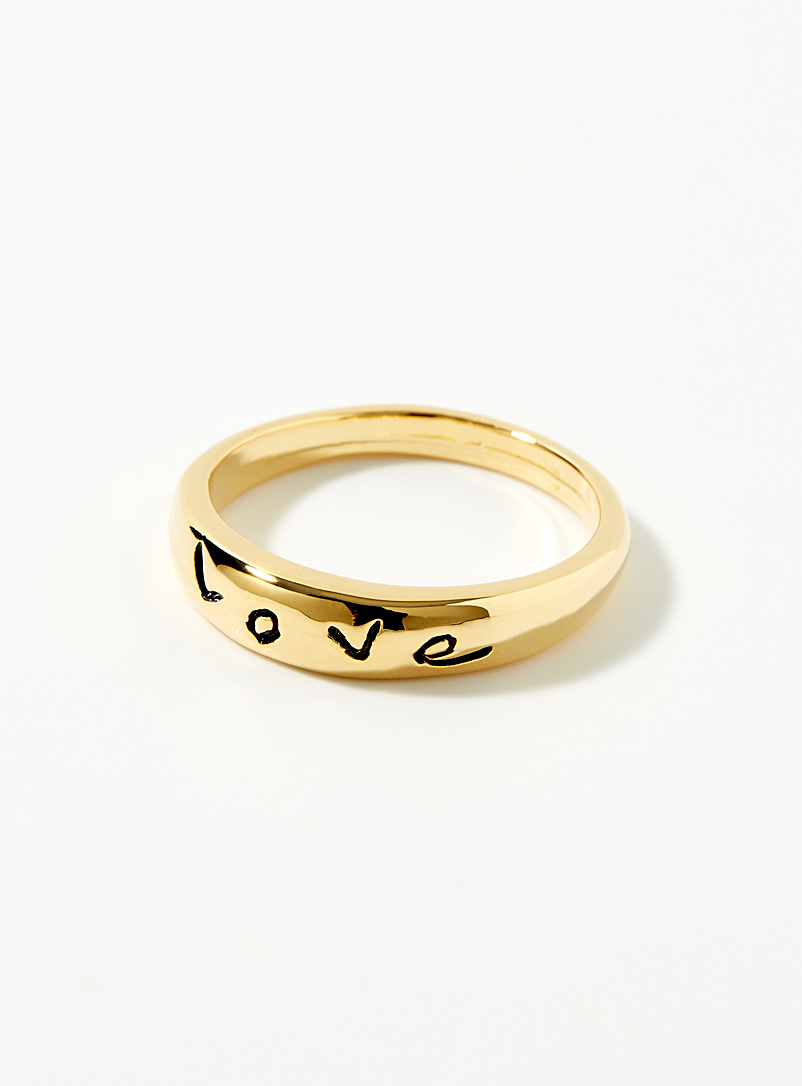 Le 31 Gold Love engraving ring for men