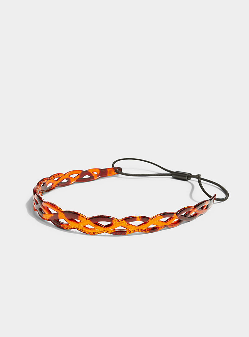 Simons Patterned Brown Soft braided headband for women
