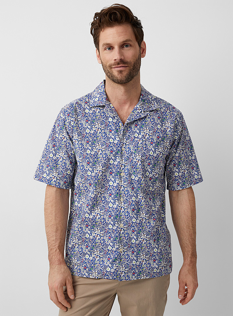 Le 31 Blue Floral camp shirt Made with Liberty Fabric Comfort fit for men