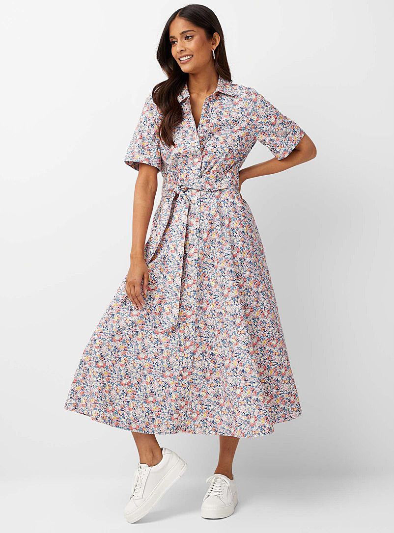 Simons Patterned Ecru Bright bouquet shirtdress Made with Liberty Fabric for women
