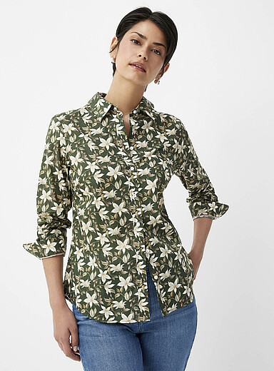 Contemporaine: La chemise en fleurs <b>Faite d'un tissu Liberty Fabric</b> Vert fonc&eacute; - Mousse pour femme