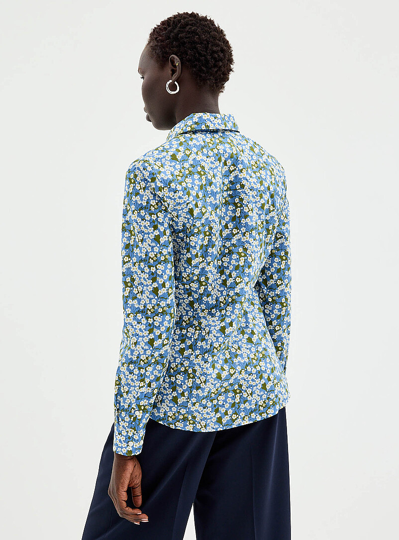 Contemporaine Indigo/Dark Blue Blooming print shirt <b>Made with Liberty Fabric</b> for women