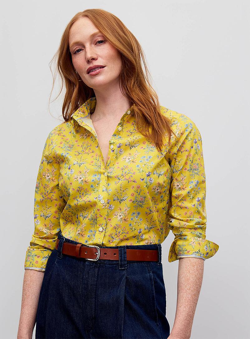 Contemporaine Indigo/Dark Blue Blooming print shirt <b>Made with Liberty Fabric</b> for women