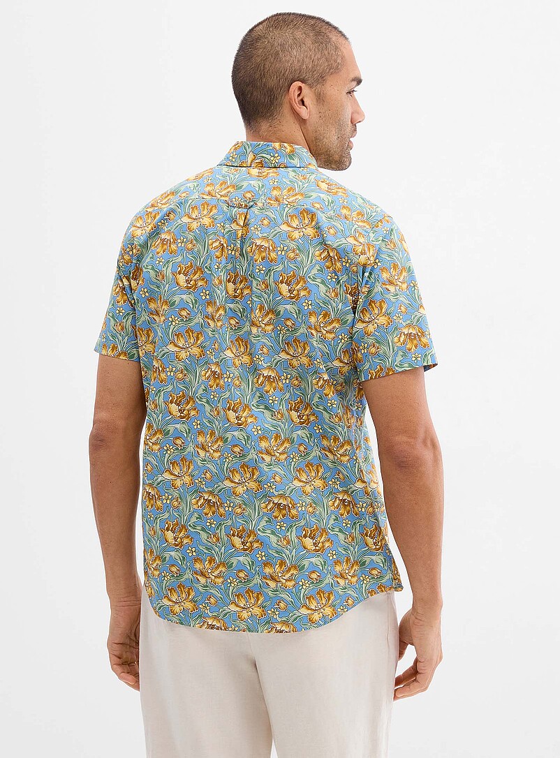 Le 31: La chemise floraison trac&eacute;e Coupe confort <b>Faite d'un tissu Liberty Fabric</b> Blanc &agrave; motif pour homme