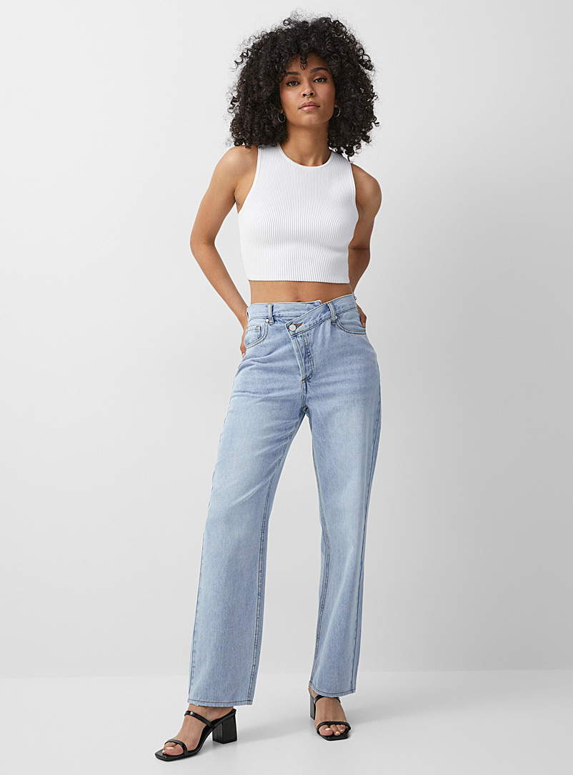 Icône Blue Asymmetrical wide-leg jean for women