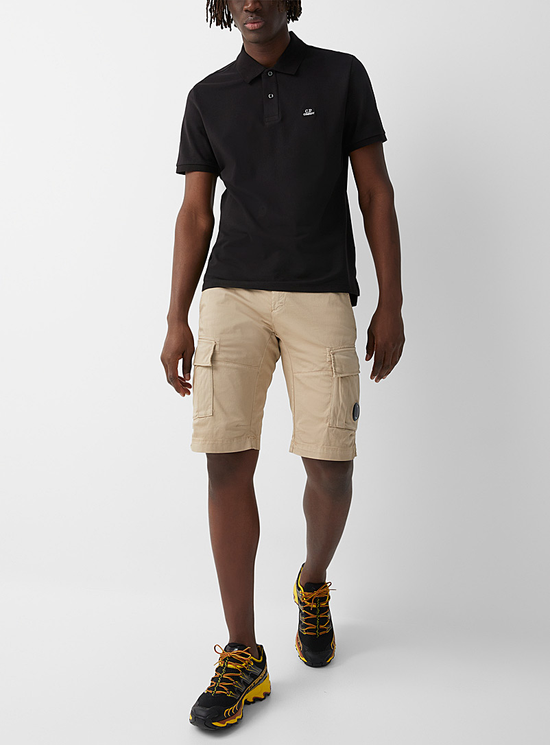 C.P. Company Cream Beige Sateen cargo Bermuda shorts for men