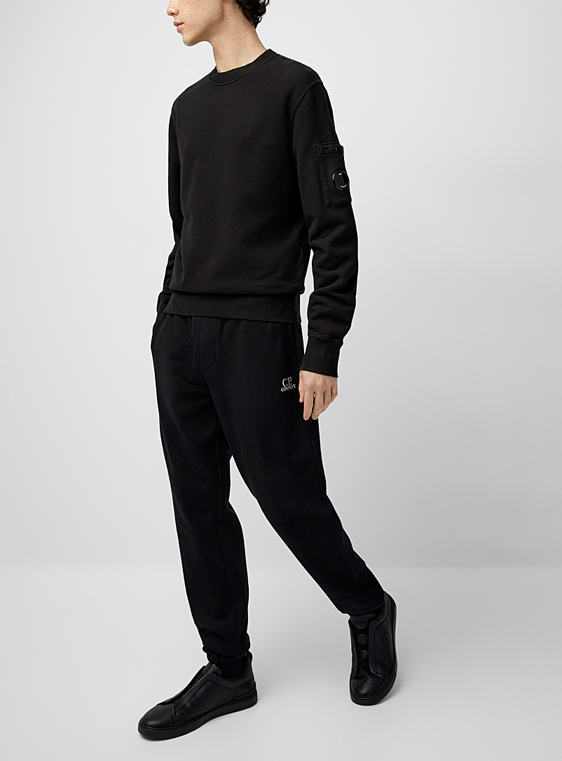 C.P. Company Black Diagonal fleece-lined jogger for men