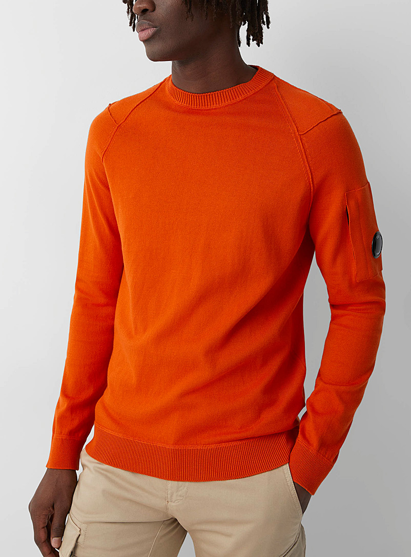 C.P. Company: Le pull pur coton verre signature Orange pour homme
