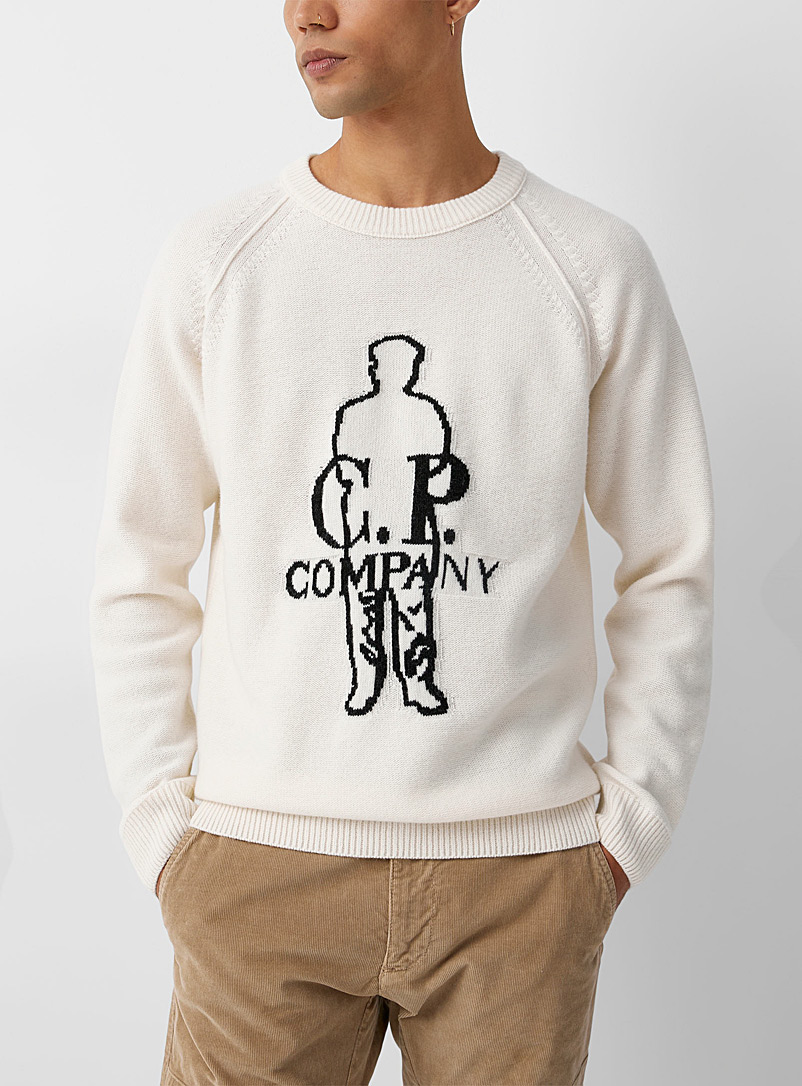 C.P. Company: Le pull silhouette signature Blanc pour homme
