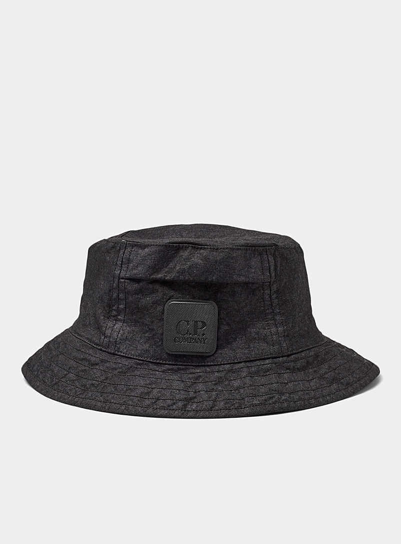 C.P. Company Black Signature crest bucket hat for men