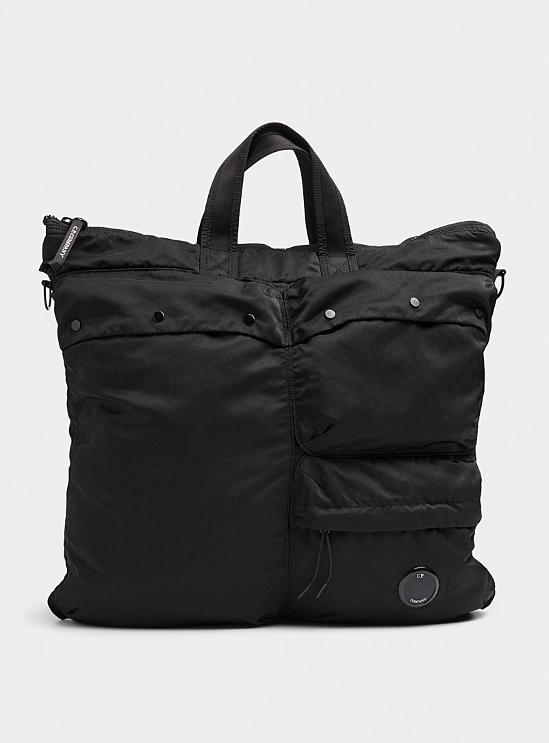 C.P. Company Black Nylon B multipocket tote bag for men