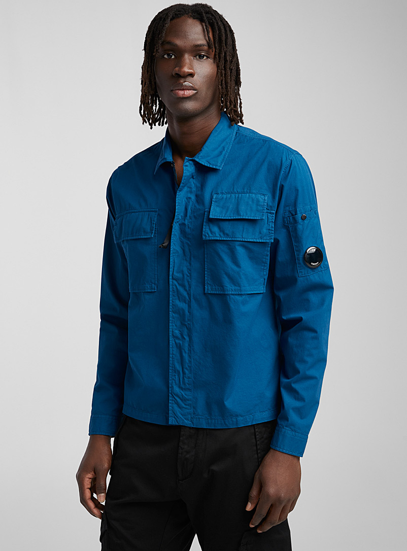 C.P. Company: La chemise zippée gabardine Bleu pour homme