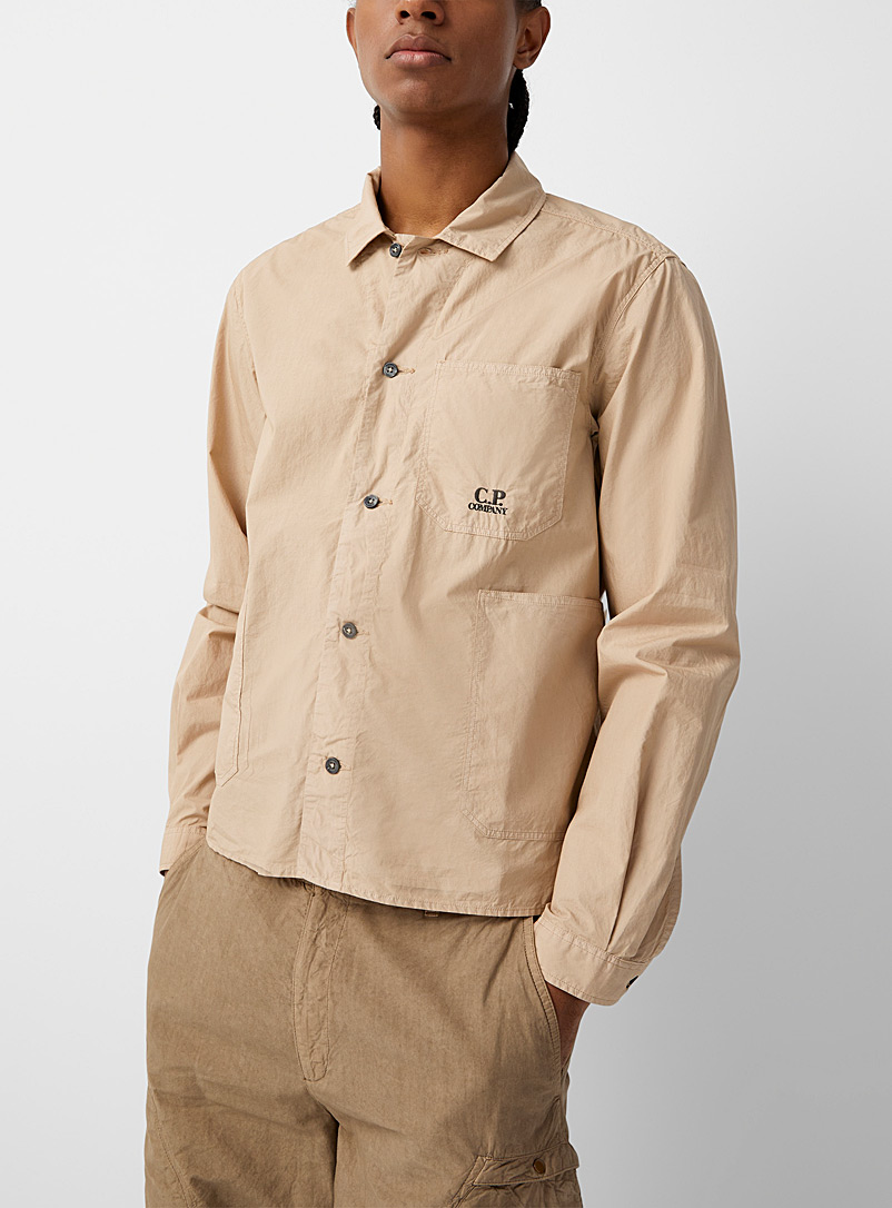 C.P. Company: La chemise popeline poches plaquées Beige crème pour homme