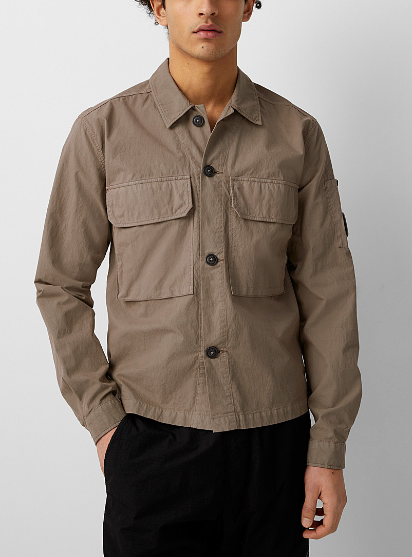 C.P. Company: La chemise utilitaire popeline brossée Vert pour homme
