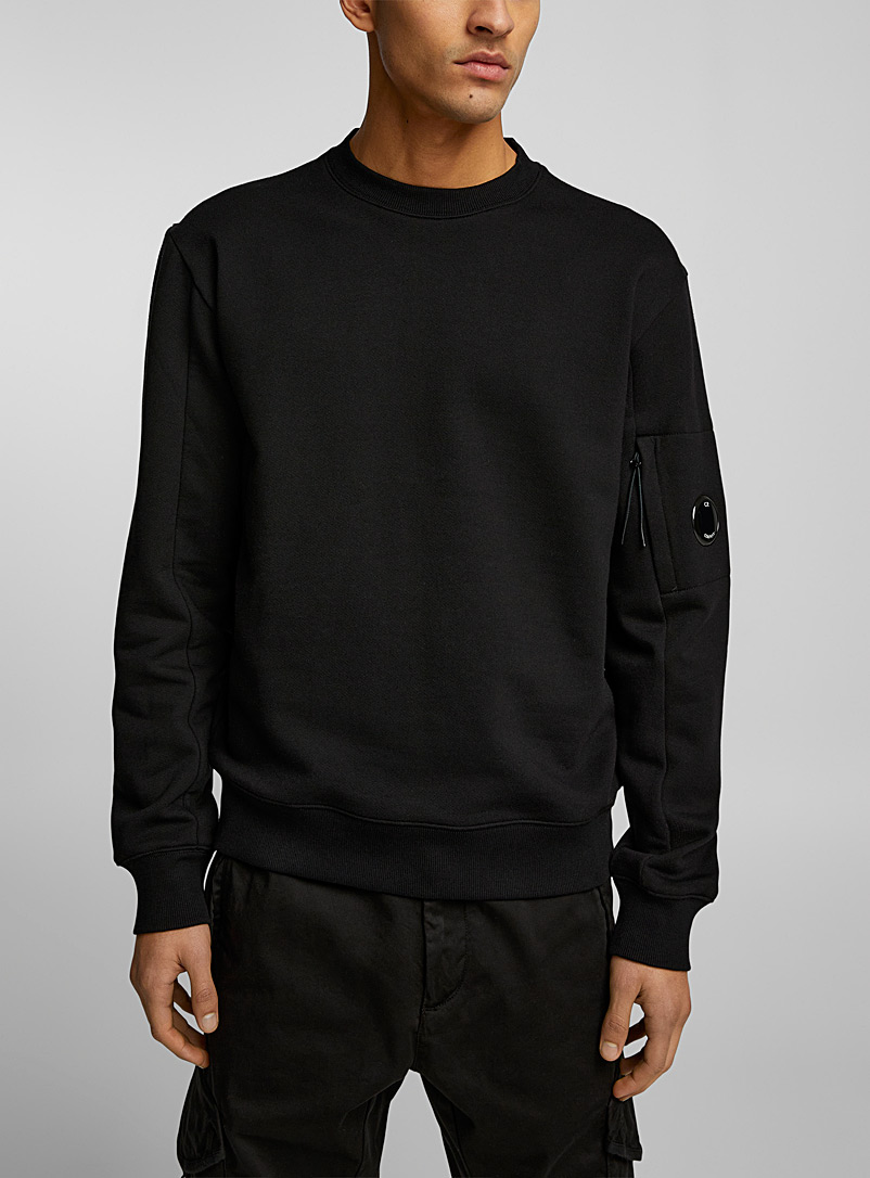 C.P. Company Black Lens logo diagonal fleece sweatshirt for men