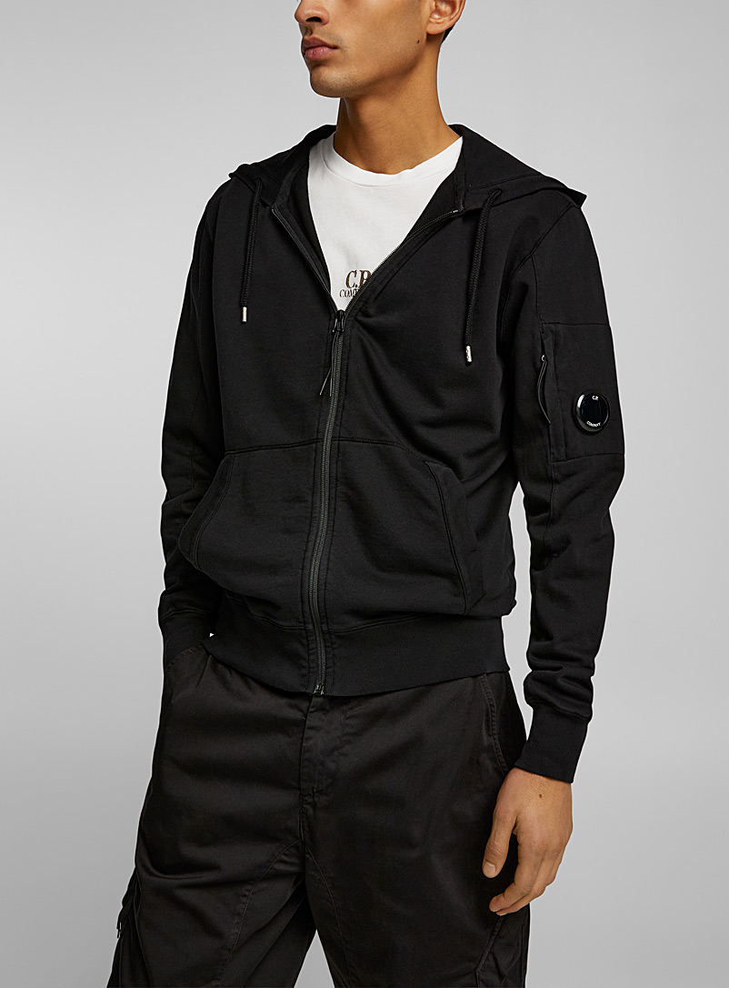 C.P. Company Black Lightweight jersey zippered hoodie for men