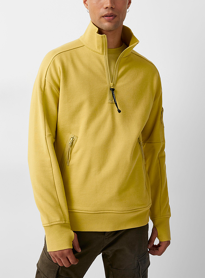 C.P. Company Bright Yellow Diagonal zippers sweatshirt for men
