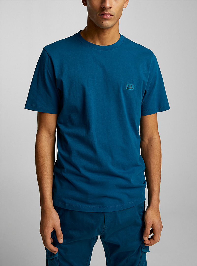 C.P. Company Blue Embroidered frame mini-logo T-shirt for men