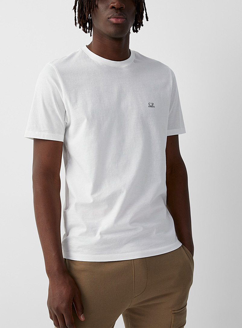 C.P. Company: Le t-shirt noir micrologo accent Blanc pour homme