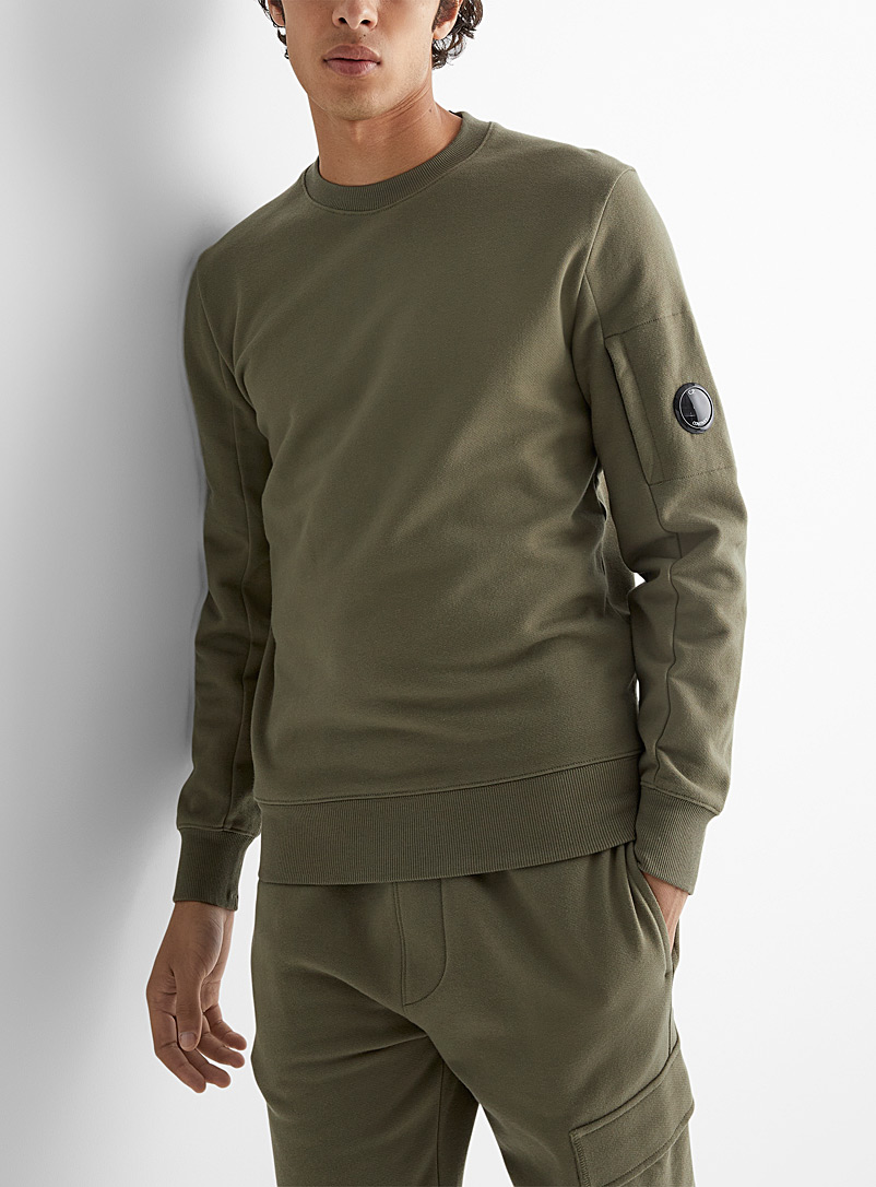 C.P. Company Grey Diagonal terry underside solid-colour sweatshirt for men