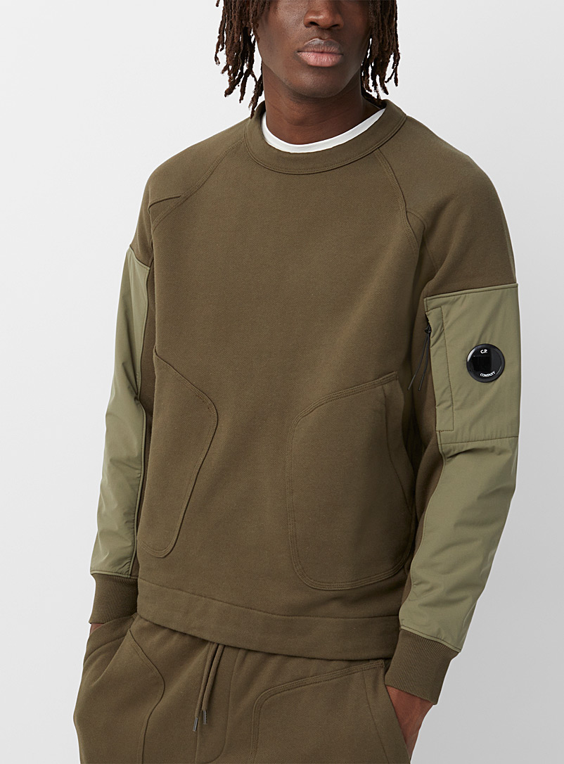 C.P. Company Mossy Green Diagonal raised fleece sweatshirt for men