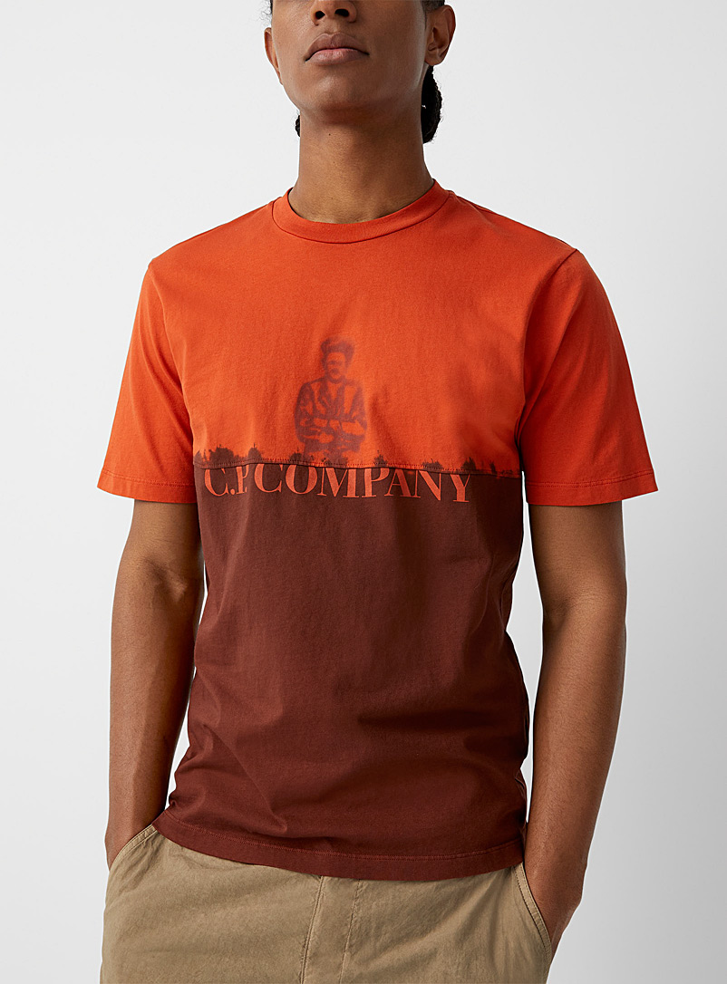 C.P. Company Orange Faded navy logo T-shirt for men