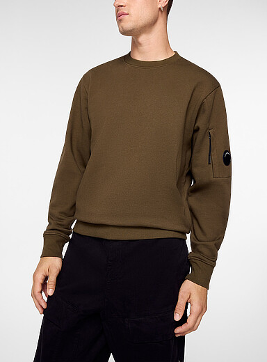 C.P. Company: Le sweat olive verre signature Vert fonc&eacute; - Mousse pour homme