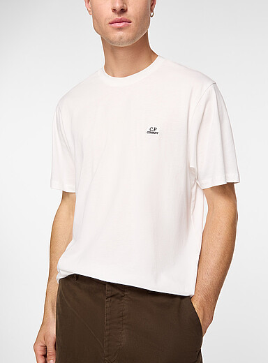 C.P. Company: Le t-shirt petit logo cadre Blanc cass&eacute; pour homme