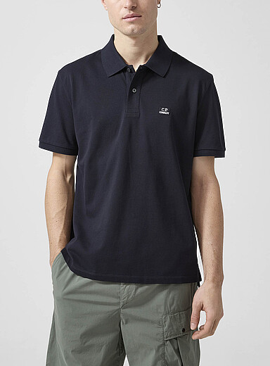 C.P. Company Navy/Midnight Blue Embroidered emblem polo for men