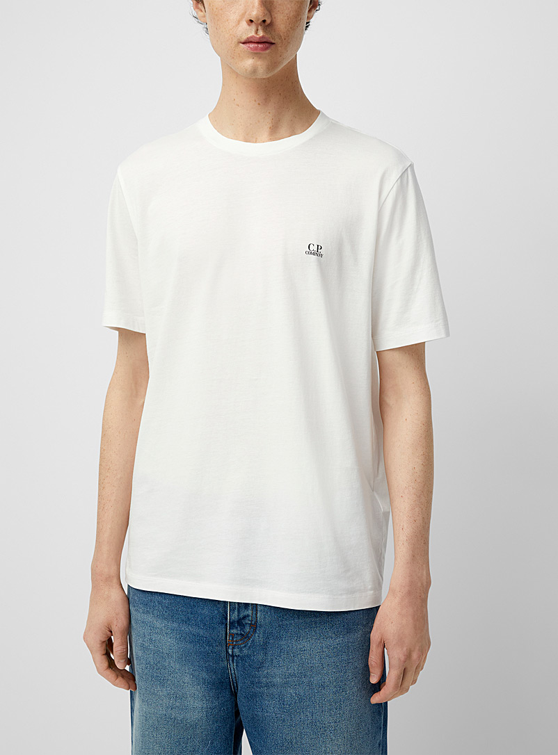 C.P. Company Ivory White Accent mini-logo 30/1 jersey T-shirt for men