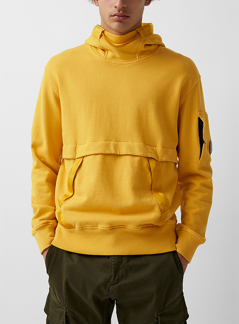 C.P. Company Golden Yellow Plain jersey utility hoodie for men